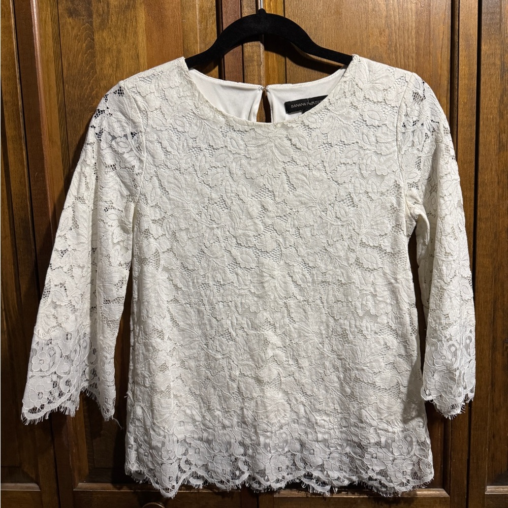 Banana Republic White Lace Blouse